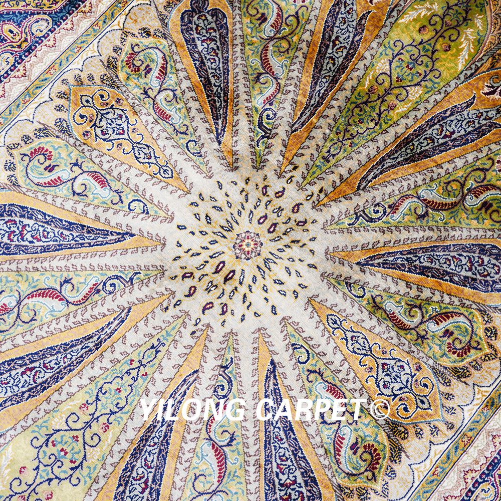 Turkish Rug Green Peacock Design Handmade Silk Villa Rug 4x6ft Sold Out - Image 6