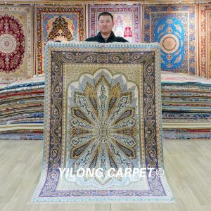 Turkish Rug Grey Peacock Design Handmade Silk Villa Rug 4x6ft Sold Out