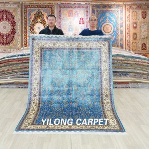 Turkish Oriental Silk Rug Blue Seven Hill Floral Hand Knotted Carpet 5x7ft Sold Out