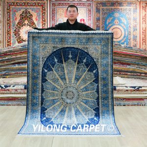 Turkish Rug Blue Handmade Silk Villa Rug 4x6ft Sold Out