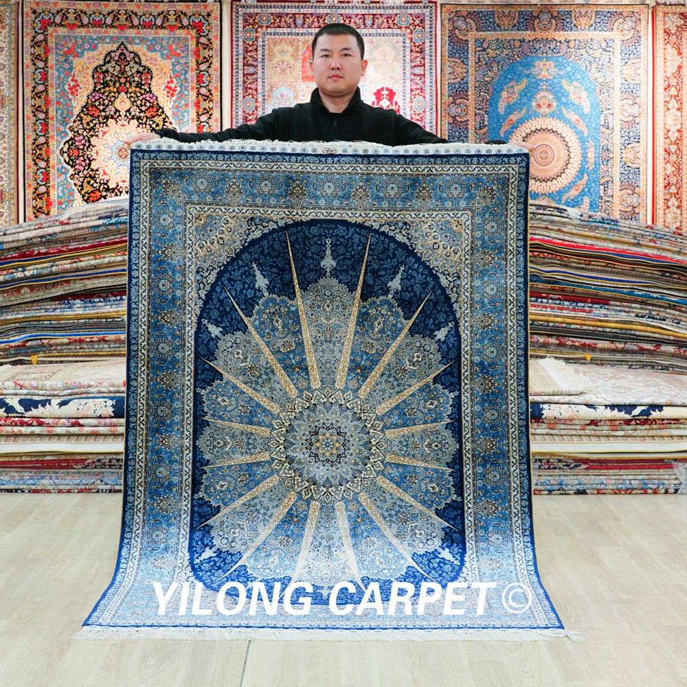 Turkish Rug Blue Handmade Silk Villa Rug 4x6ft Sold Out