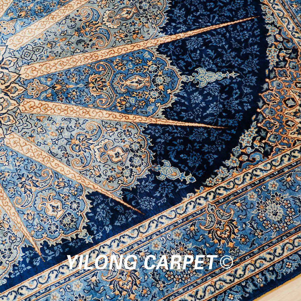 Turkish Rug Blue Handmade Silk Villa Rug 4x6ft Sold Out - Image 6