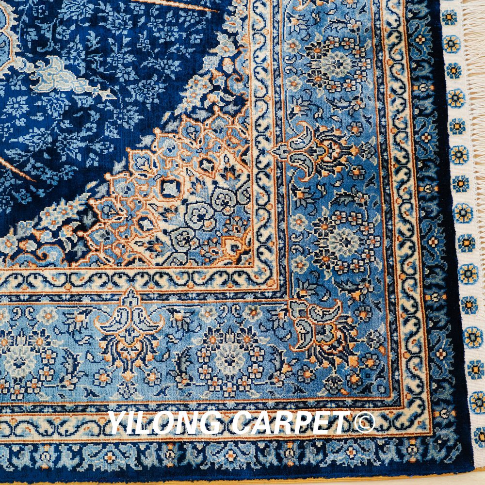 Turkish Rug Blue Handmade Silk Villa Rug 4x6ft Sold Out - Image 7