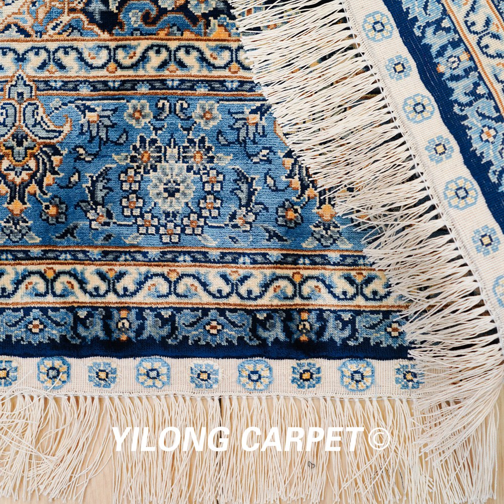 Turkish Rug Blue Handmade Silk Villa Rug 4x6ft Sold Out - Image 9