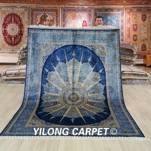 Turkish Silk Rug Blue Handmade Carpet Silk Oriental Rug 6x9ft Sold Out