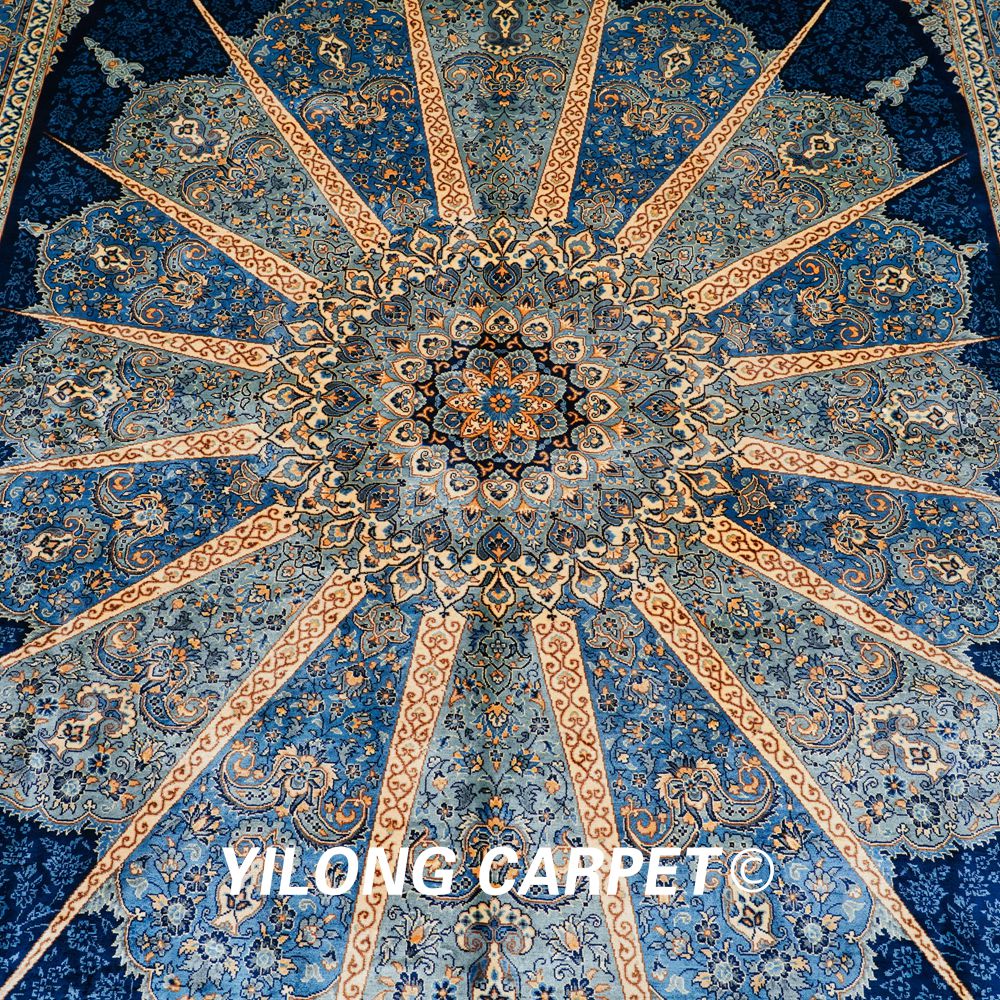 Turkish Silk Rug Blue Handmade Carpet Silk Oriental Rug 6x9ft Sold Out - Image 5