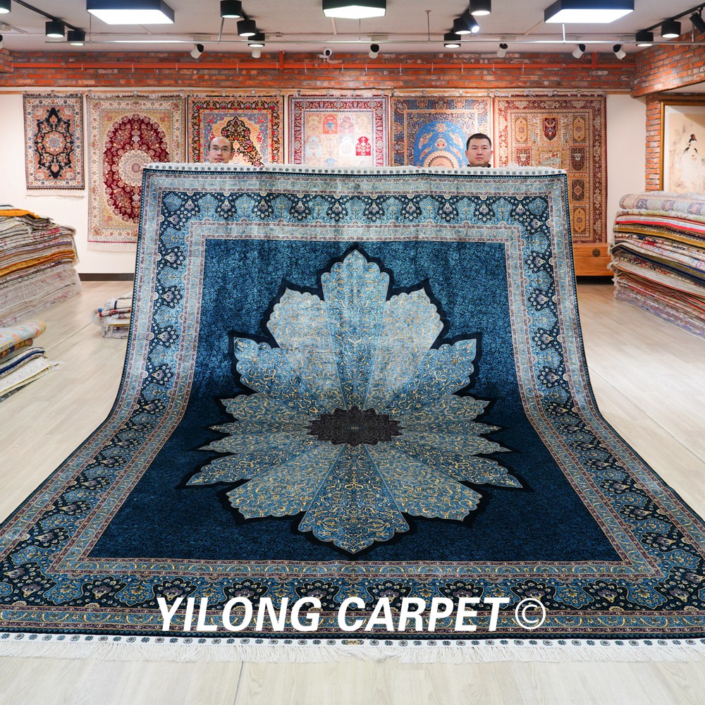 Turkish Rug Hand Knotted Blue Sultan Design Silk Classic Oriental Carpet 9x12ft Sold Out