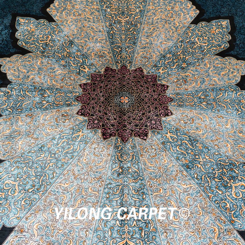 Turkish Rug Hand Knotted Blue Sultan Design Silk Classic Oriental Carpet 9x12ft Sold Out - Image 9