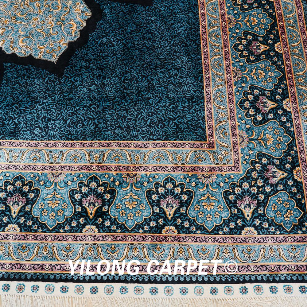 Turkish Rug Hand Knotted Blue Sultan Design Silk Classic Oriental Carpet 9x12ft Sold Out - Image 7