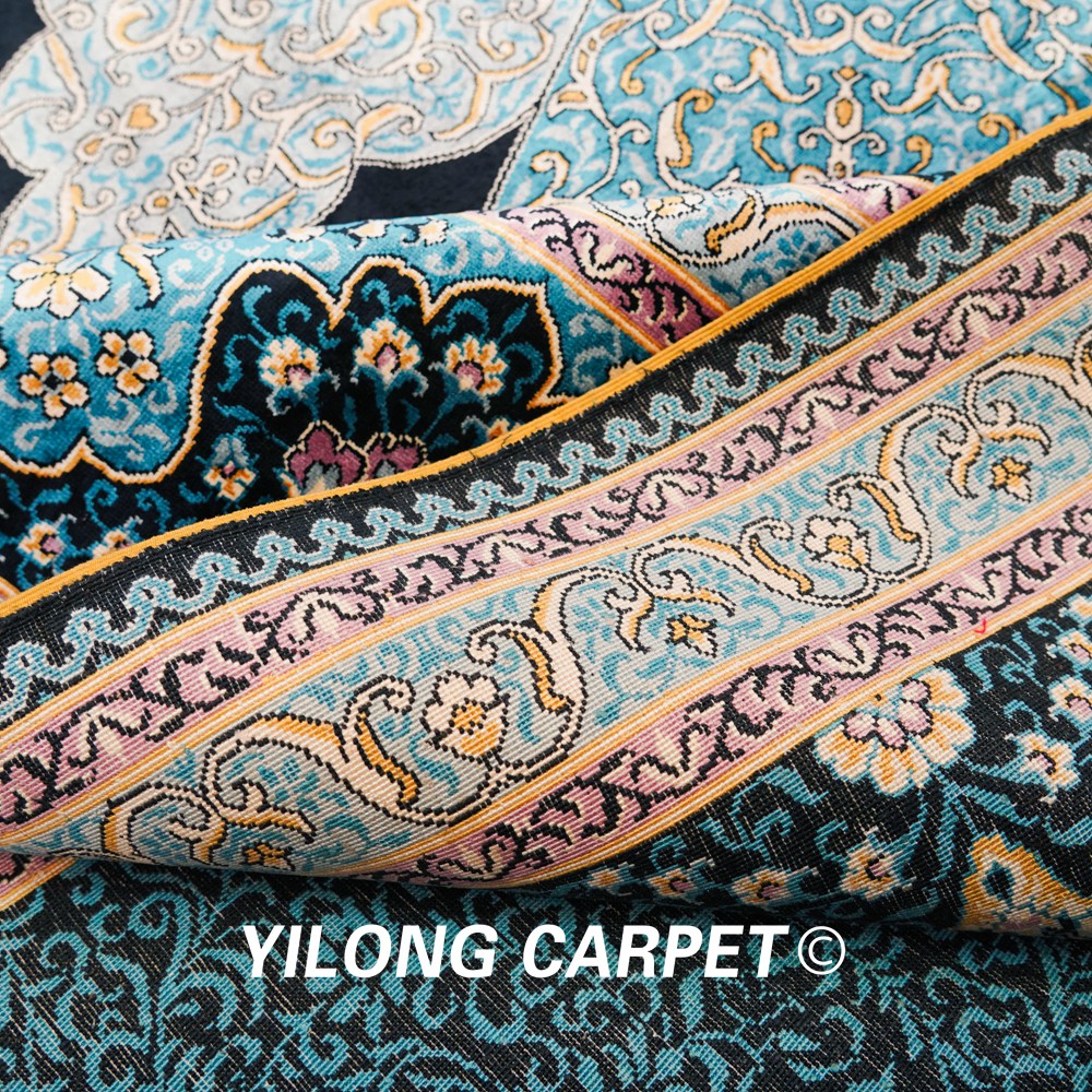 Turkish Rug Hand Knotted Blue Sultan Design Silk Classic Oriental Carpet 9x12ft Sold Out - Image 5