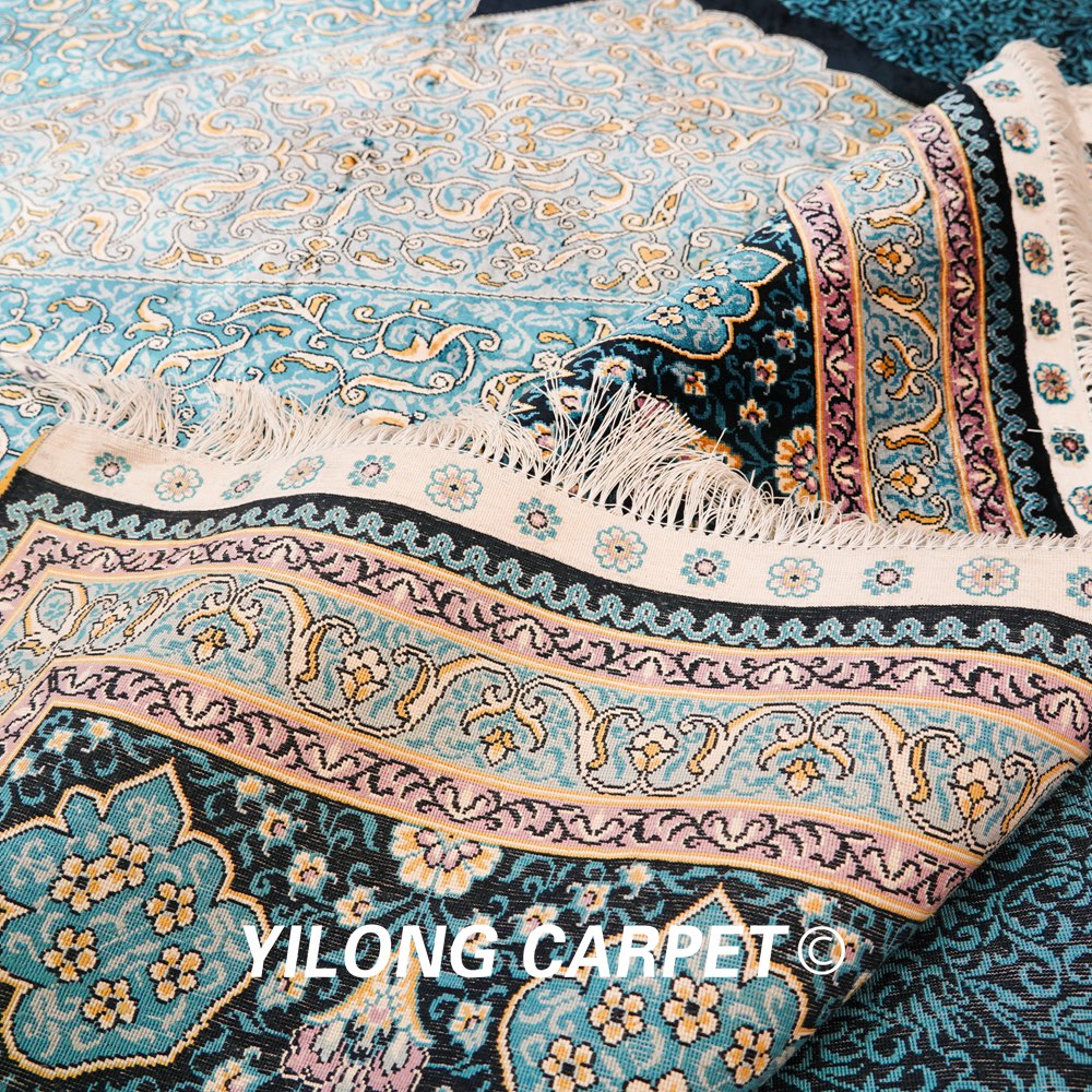 Turkish Rug Hand Knotted Blue Sultan Design Silk Classic Oriental Carpet 9x12ft Sold Out - Image 4