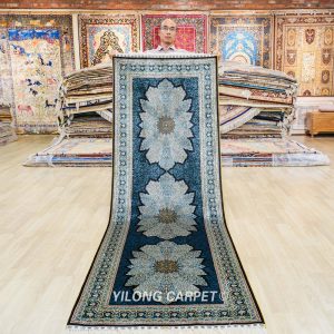 Silk Rug Runner Handmade Blue Sultan Design Turkish Silk Rug 3x9ft Sold Out