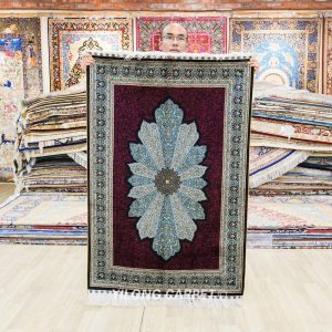 Turkish Rug Red Peacock Design Oriental Silk Hand Knotted Rug 3x4.5ft Sold Out