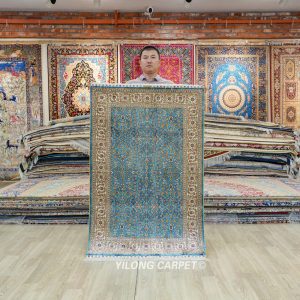 Blue Seven Hill Floral Design Rug Oriental Silk Hand Knotted Rug 3x4.5ft Sold Out