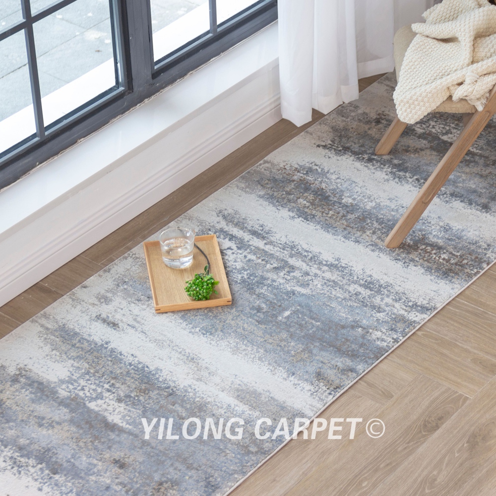 Blue Bamboo Silk Rug Runner Soft Modern Luxury Villa Rug Runner 2.62x9.84ft - Image 3