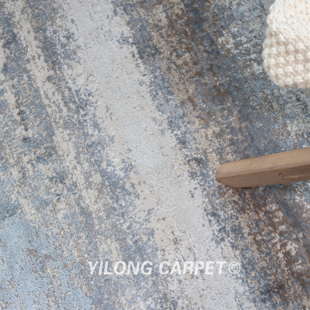 Blue Bamboo Silk Rug Runner Soft Modern Luxury Villa Rug Runner 2.62x9.84ft - Image 5