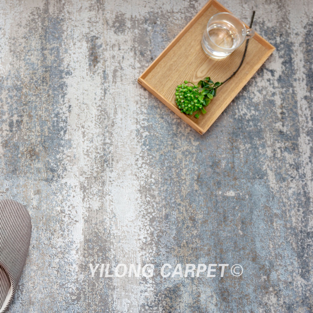 Blue Bamboo Silk Rug Runner Soft Modern Luxury Villa Rug Runner 2.62x9.84ft - Image 6