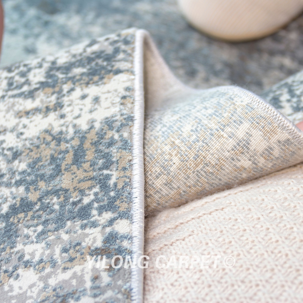 Blue Bamboo Silk Rug Runner Soft Modern Luxury Villa Rug Runner 2.62x9.84ft - Image 9