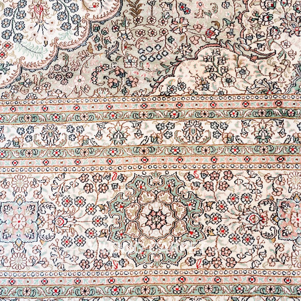 Oversized Persian Carpet Beige Handmade Silk Carpet 12x18ft - Image 5