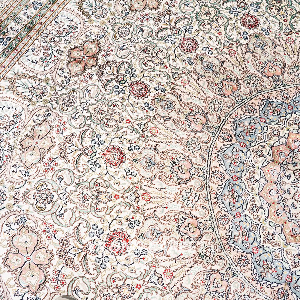 Oversized Persian Carpet Beige Handmade Silk Carpet 12x18ft - Image 8