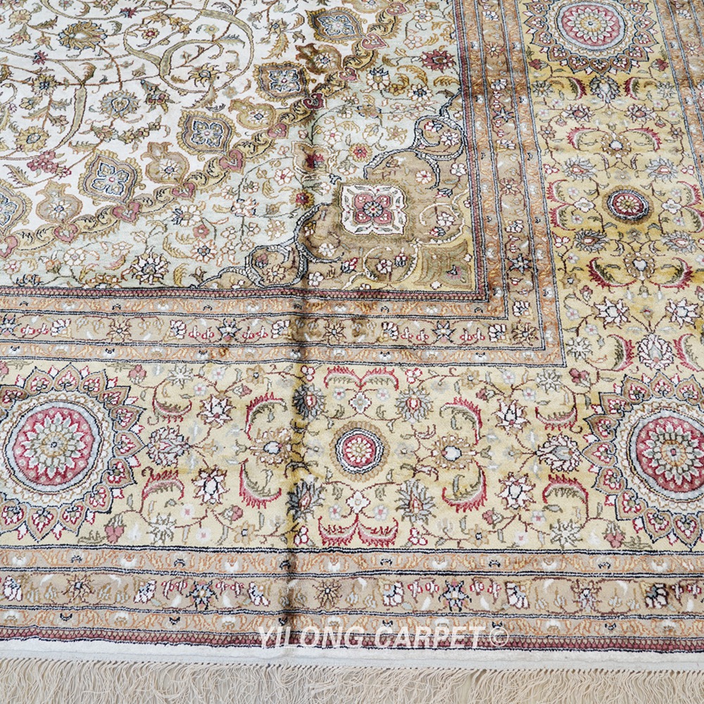 Oversized Persian Carpet Beige Handmade Silk Large Carpet 12x18ft - Image 5