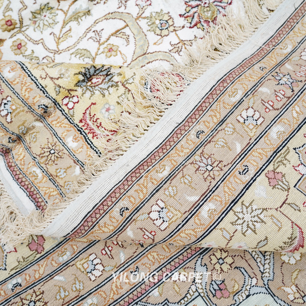 Oversized Persian Carpet Beige Handmade Silk Large Carpet 12x18ft - Image 7