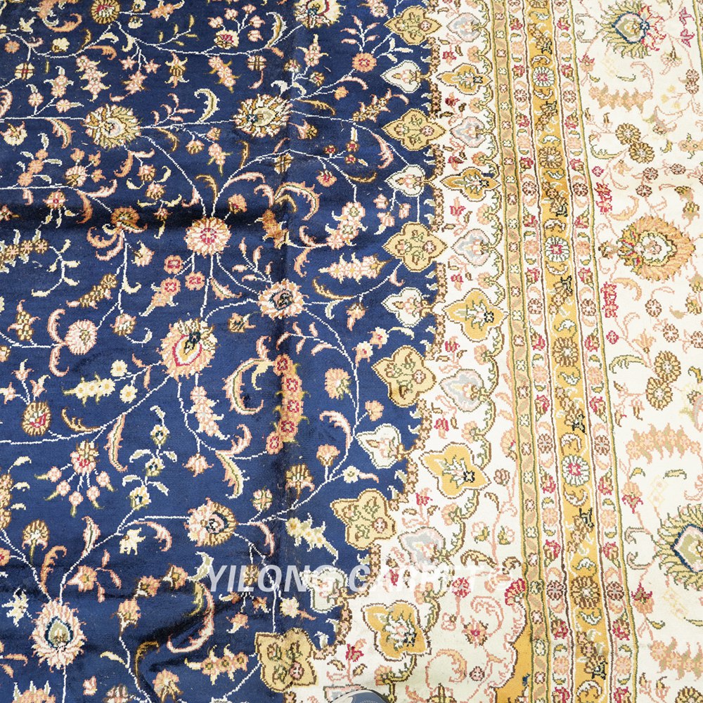 Oversized Blue Persian Carpet Handmade Silk Large Medallion Carpet 12x18ft - Image 6