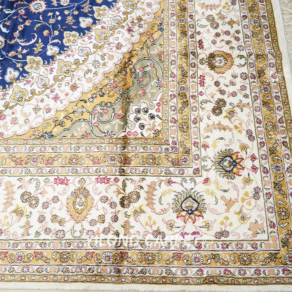 Oversized Blue Persian Carpet Handmade Silk Large Medallion Carpet 12x18ft - Image 8