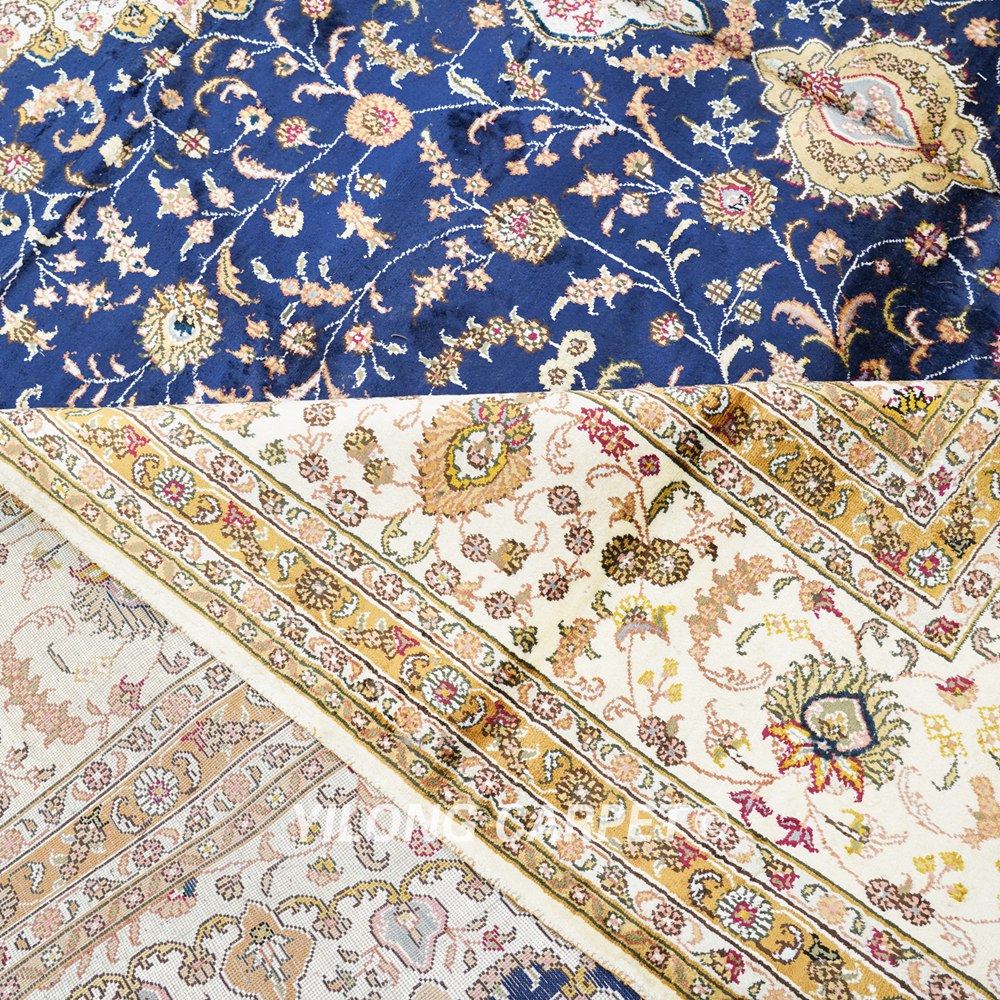 Oversized Blue Persian Carpet Handmade Silk Large Medallion Carpet 12x18ft - Image 9