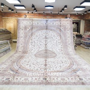 Super Large Beige Persian Carpet Handmade Silk Carpet 12x18ft