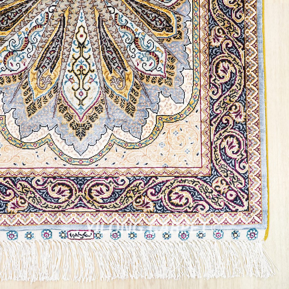 Grey Peacock Design Turkish Rug Oriental Hand Knotted Silk Rug 2x3ft - Image 7