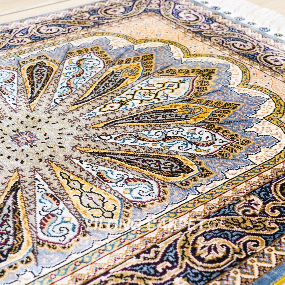 Grey Peacock Design Turkish Rug Oriental Hand Knotted Silk Rug 2x3ft - Image 8