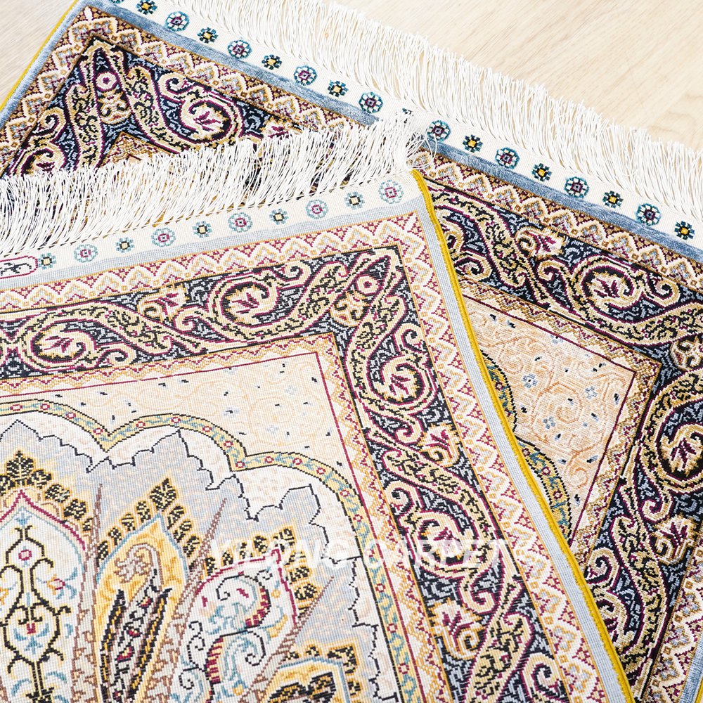 Grey Peacock Design Turkish Rug Oriental Hand Knotted Silk Rug 2x3ft - Image 9