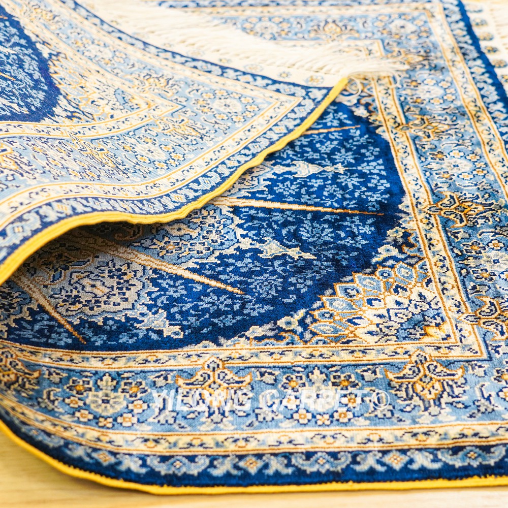 Turkish Rug Oriental Hand Knotted Blue Silk Rug 2x3ft - Image 9