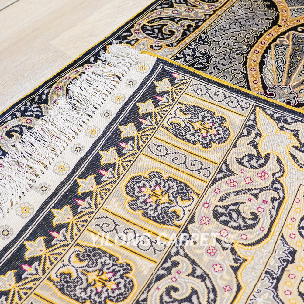 Golden Turkish Handmade Silk Small Rug 3x4.5ft - Image 9