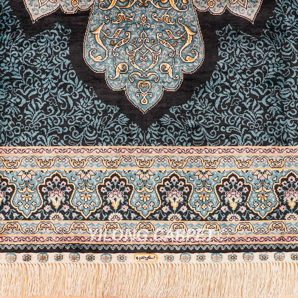 Turkish Rug Blue Sultan Design Oriental Handmade Area Silk Rug 4x6ft - Image 6