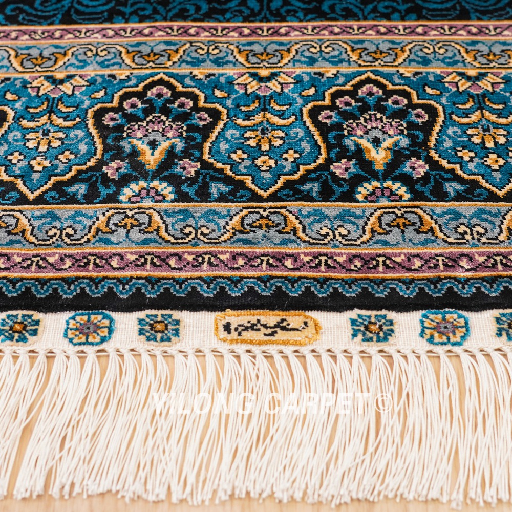 Turkish Rug Blue Sultan Design Oriental Handmade Area Silk Rug 4x6ft - Image 8