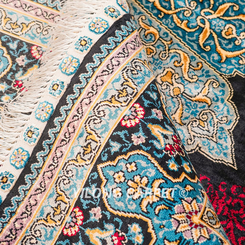 Turkish Rug Red Sultan Oriental Handmade Area Silk Rug 4x6ft - Image 8