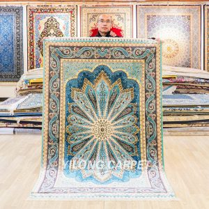 Turkish Rug Blue Peacock Design Oriental Handmade Area Silk Rug 4x6ft