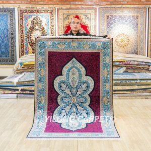 Turkish Rug Red Oriental Handmade Area Silk Rug 4x6ft