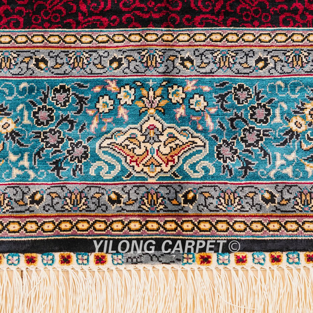 Turkish Rug Red Oriental Handmade Area Silk Rug 4x6ft - Image 7