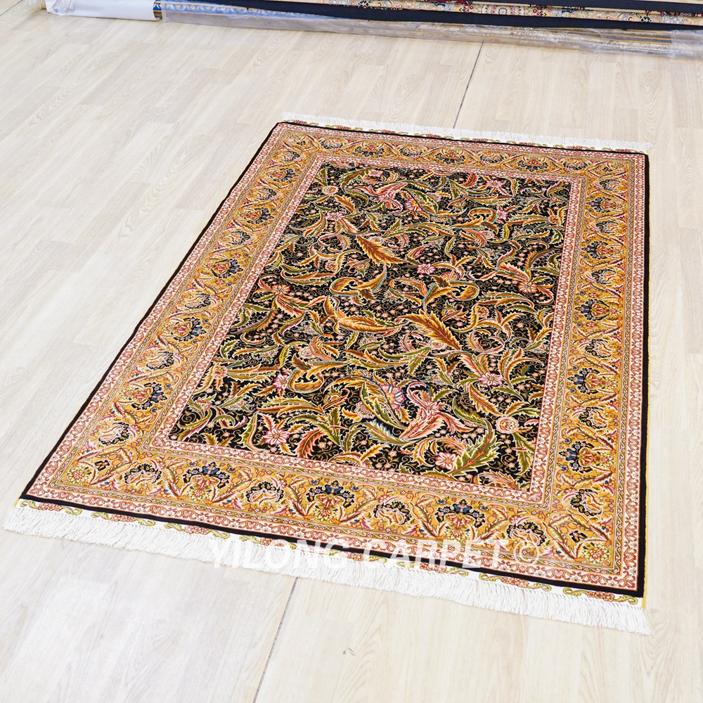 Turkish Silk Rug Oriental Handmade Area Silk Rug 4x6ft - Image 5