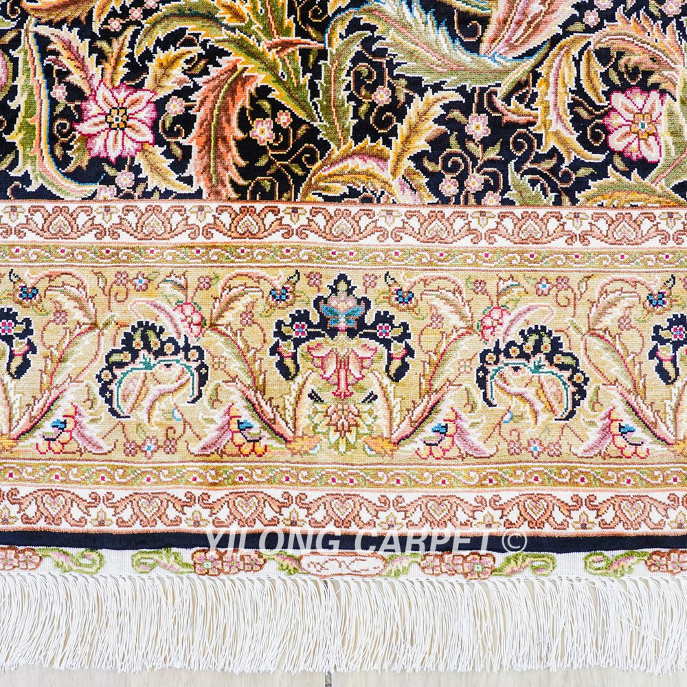 Turkish Silk Rug Oriental Handmade Area Silk Rug 4x6ft - Image 7