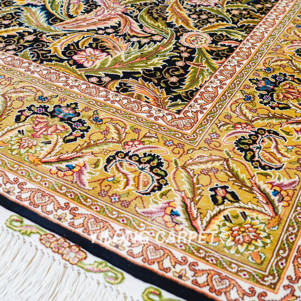 Turkish Silk Rug Oriental Handmade Area Silk Rug 4x6ft - Image 8