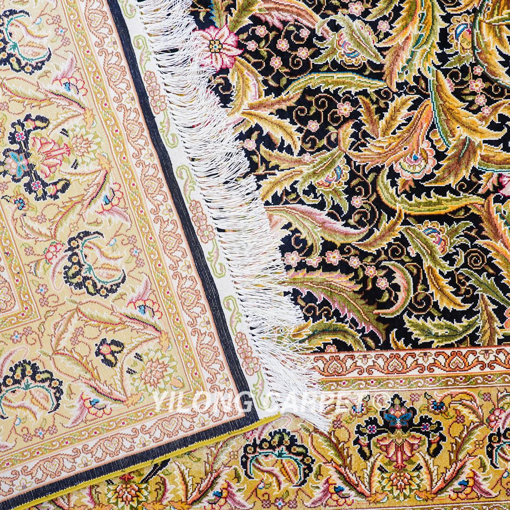 Turkish Silk Rug Oriental Handmade Area Silk Rug 4x6ft - Image 9