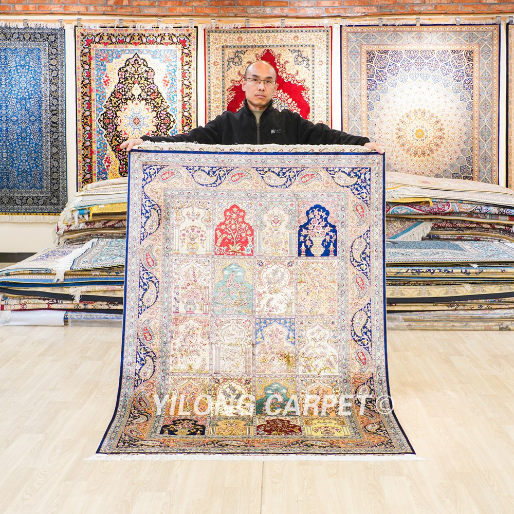 Turkish Rug Four Season Design Oriental Handmade Area Silk Rug 4x6ft