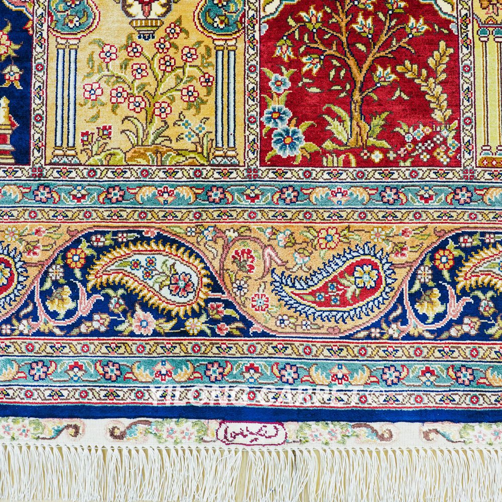 Turkish Rug Four Season Design Oriental Handmade Area Silk Rug 4x6ft - Image 6