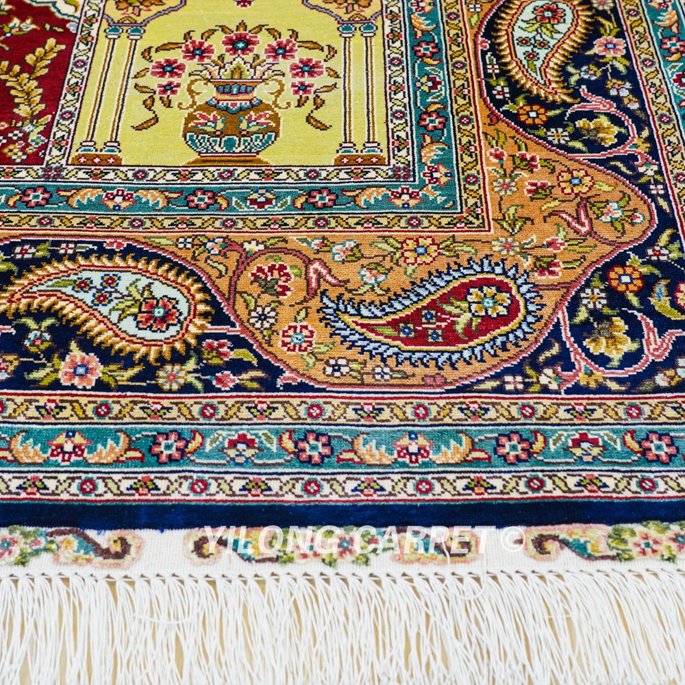 Turkish Rug Four Season Design Oriental Handmade Area Silk Rug 4x6ft - Image 7