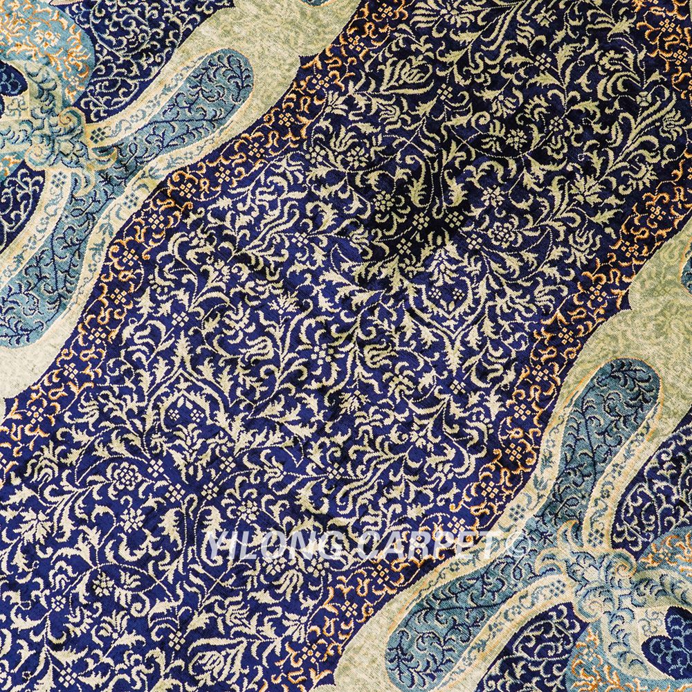 Turkish Silk Rug Blue Handmade Area Silk Rug 4x6ft - Image 6