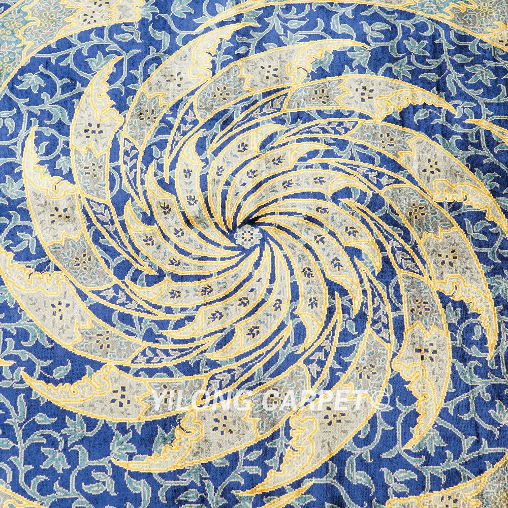 Handmade Turkish Rug Blue Oriental Area Silk Rug 4x6ft - Image 7